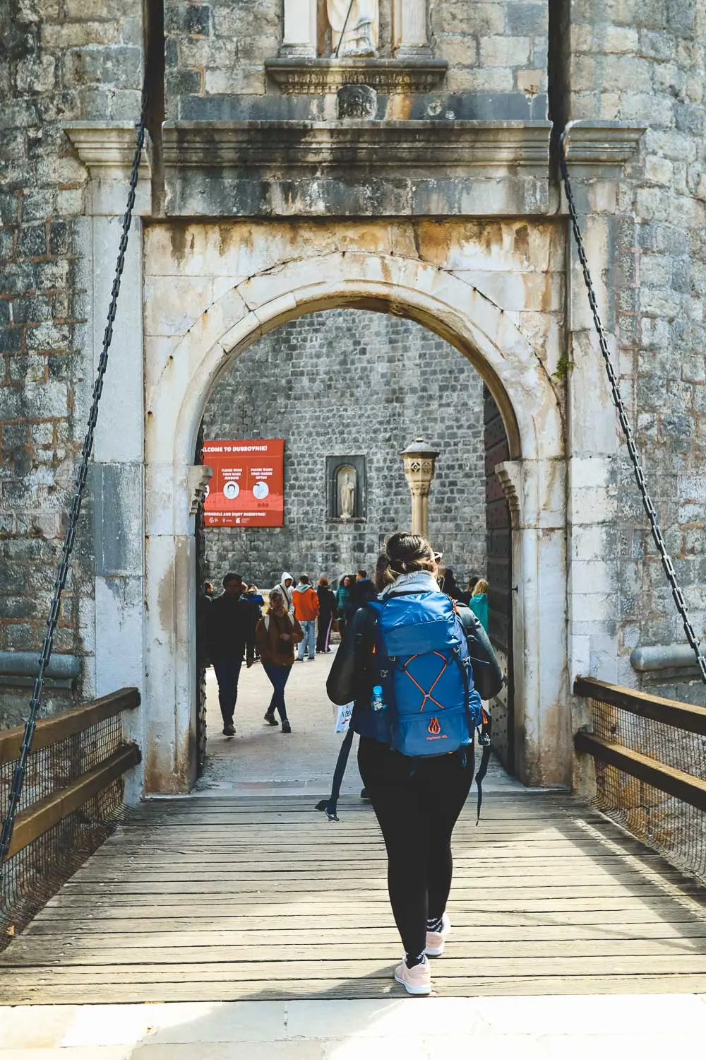 Backpacking in Croaita Bimba entering Dubrovnik Old Town Backpacking in Croaita - Bimba entering Dubrovnik Old Town