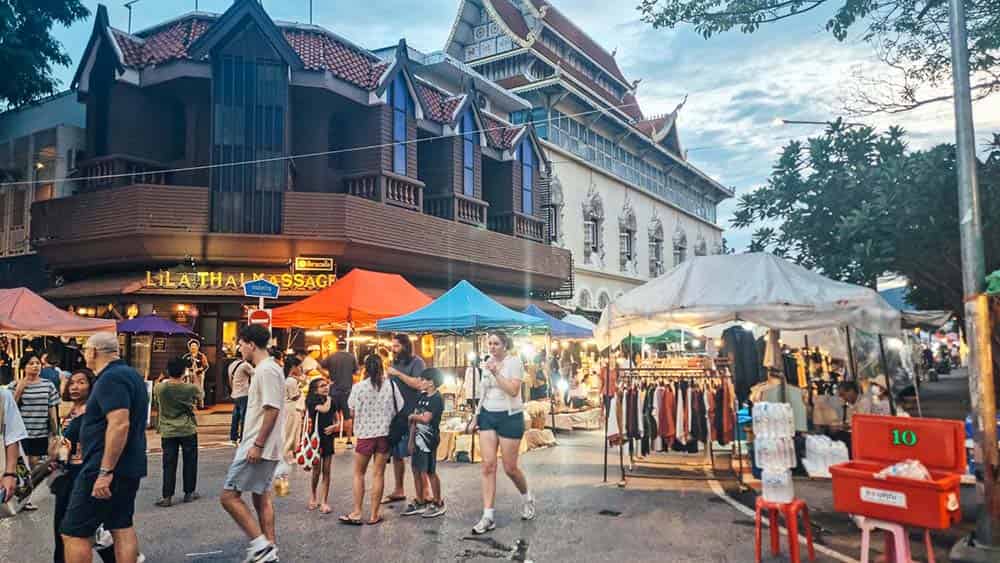 Main closed road of Chiang Mai for the sunday night market