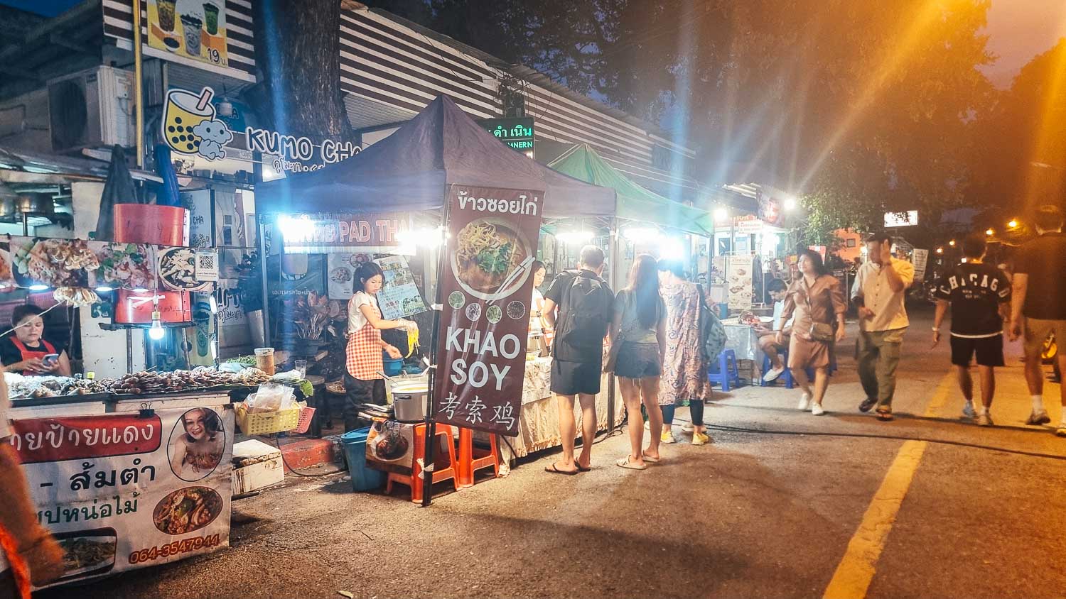 Khao soy at sunday night market in chiang mai