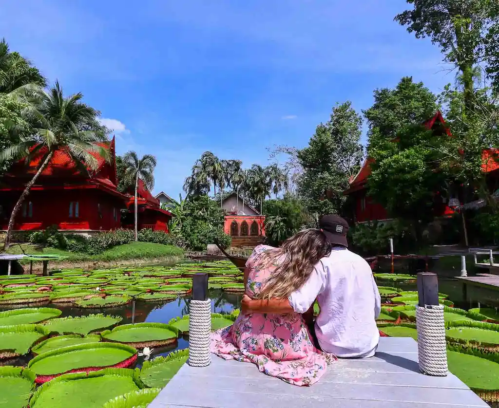 Phuket Instagram cafe - Toti and Ale sitting and admiring the view at Ma Doo Bua Cafe in Phuket