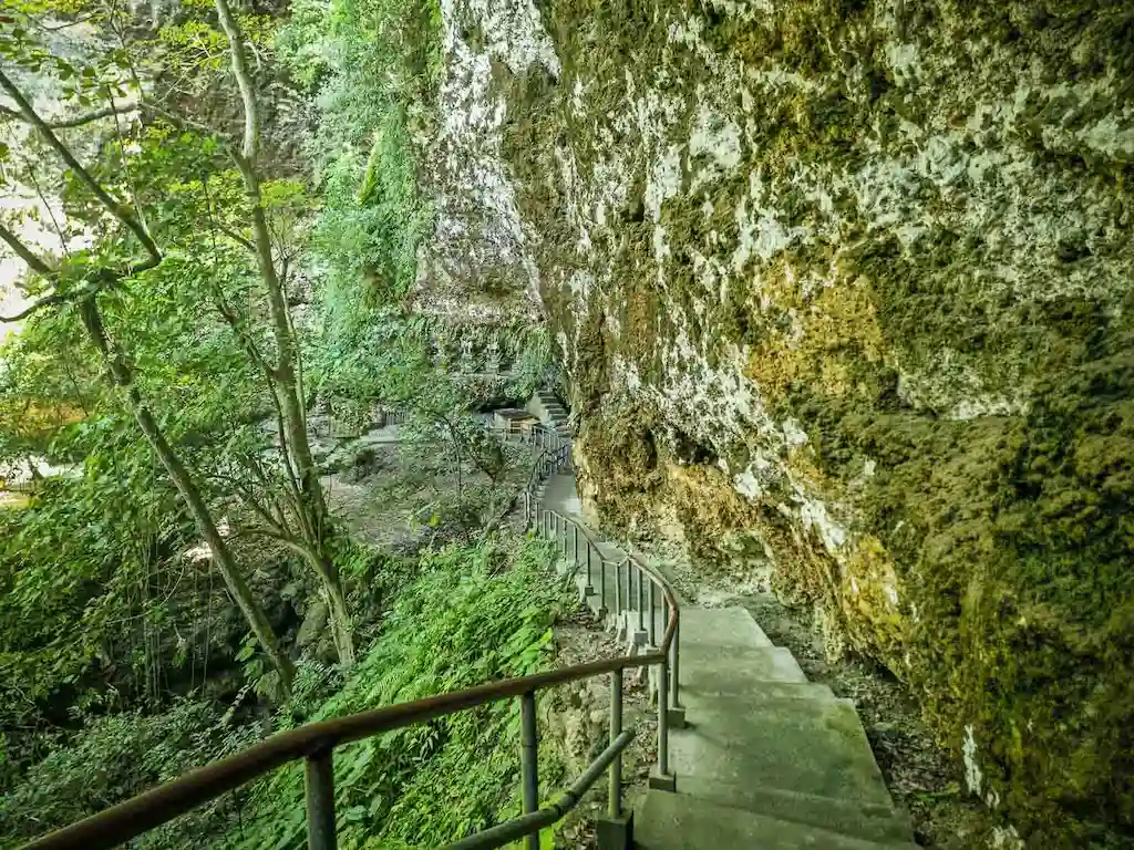 Bali secret natural pools The stairs around the cliffs and the forest at tembeling