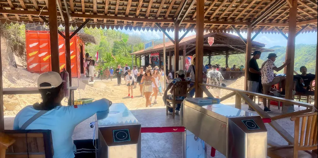 Entrance turnstiles in Nusa Penida at opening time