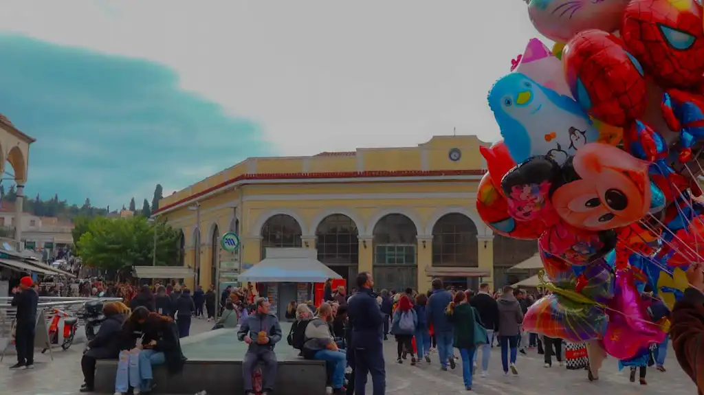Athens Monastiraki Square Monastiraki Square is for us one of the most scenic spots of Athens - Located in the centre offer the perfect view of the Acropolis while buzzling around