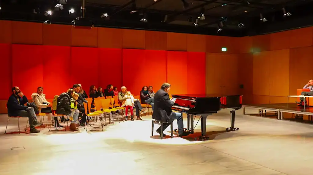 Athens cultural Centre A piano is at the centre stage of the cultural area - It is free to play and will entertain all the presents