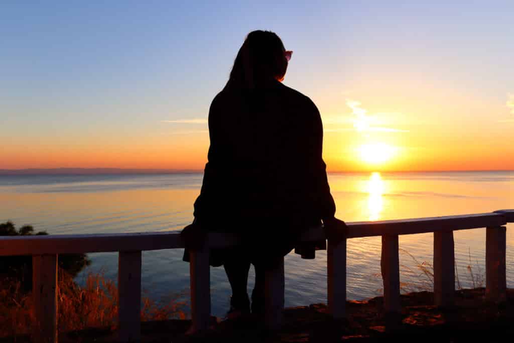 View of Halkidiki gulf at sunset