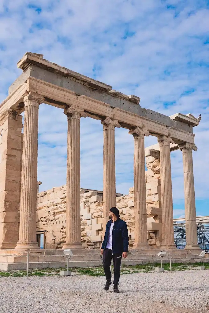 Visiting the PArthenon in athens in winter