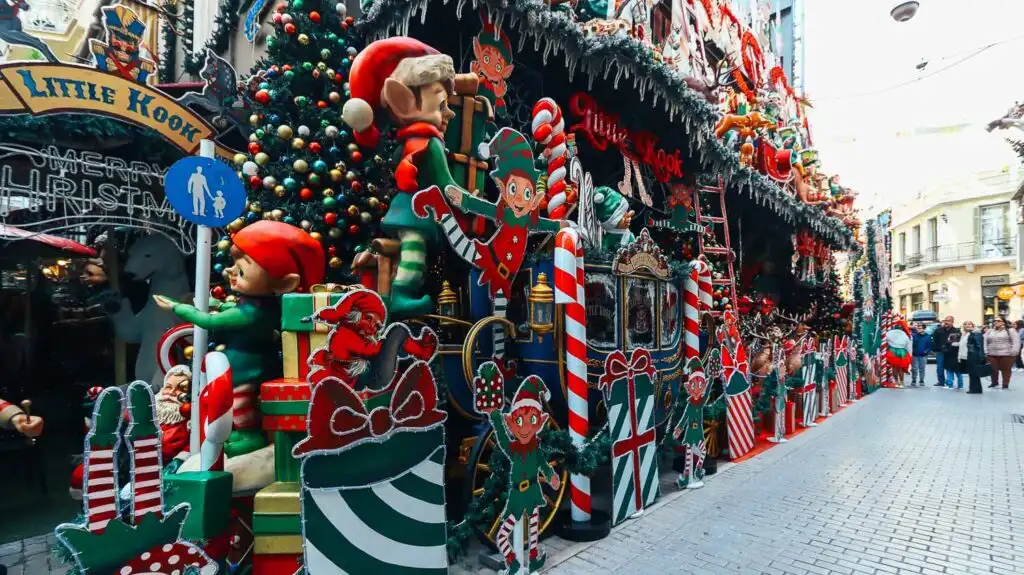 Athens at Christmas decorations - Little Kook is one of the most festive cafes in Athens
