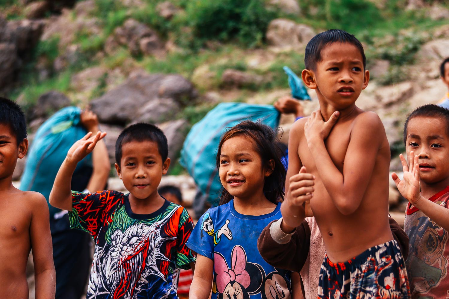 Children from a village on the Mekong River in northern Laos