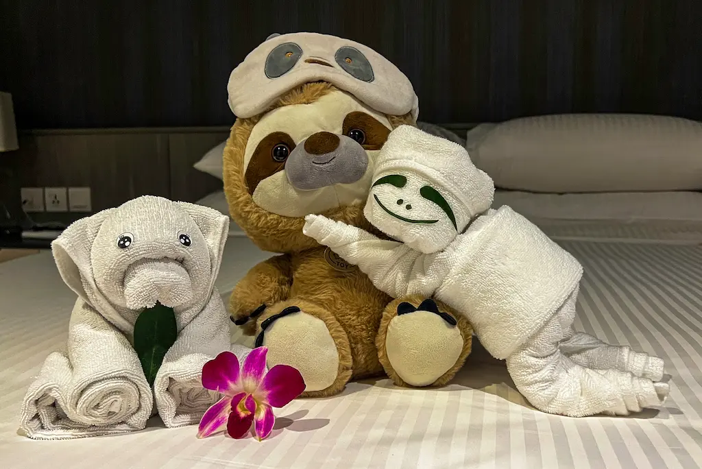 Animal towel inside our room at Somerset Rama 9