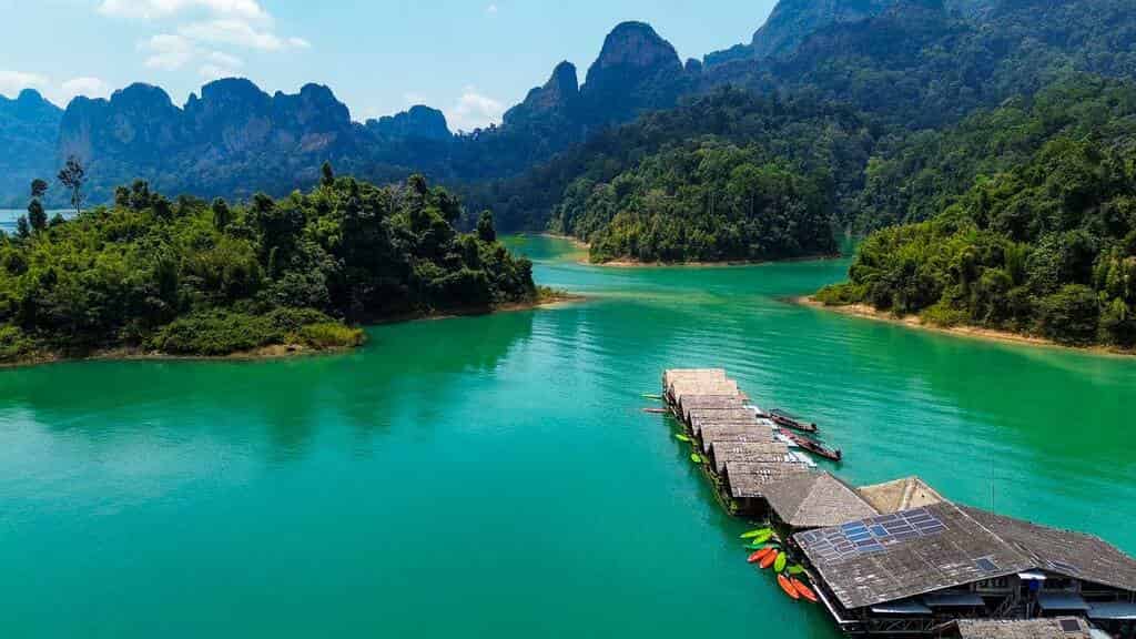 Our home for two days in Cheow Lan Lake - our floating bungalow in a secluded bay of the lake in Khao Sok