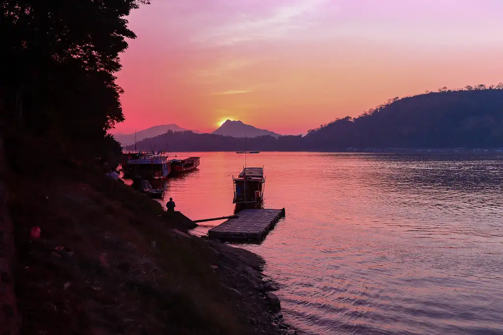 The view from our balcony in Pak Beng at the end of the first day navigation on the slow boat on the mekong river