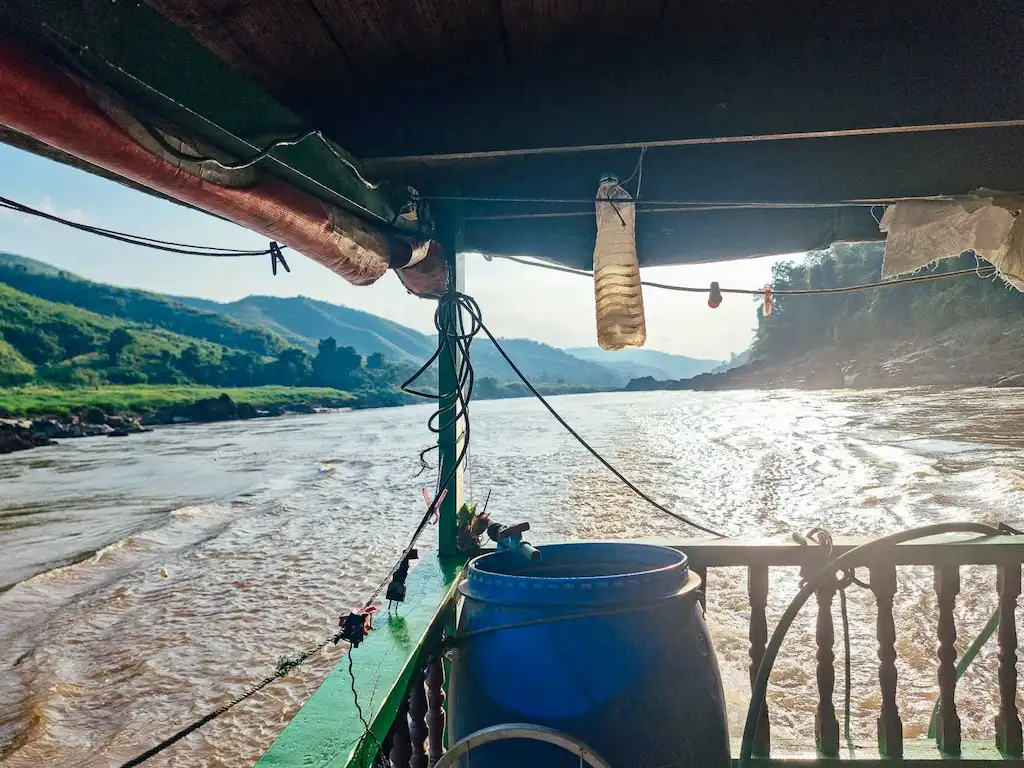 The back of the slow boat is the most noisy one because of the exhaust and motor, but the view is incredible