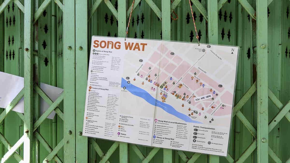 Song Wat Road Map Cover A map of Song Wat Road and district of Bangkok in Chinatown