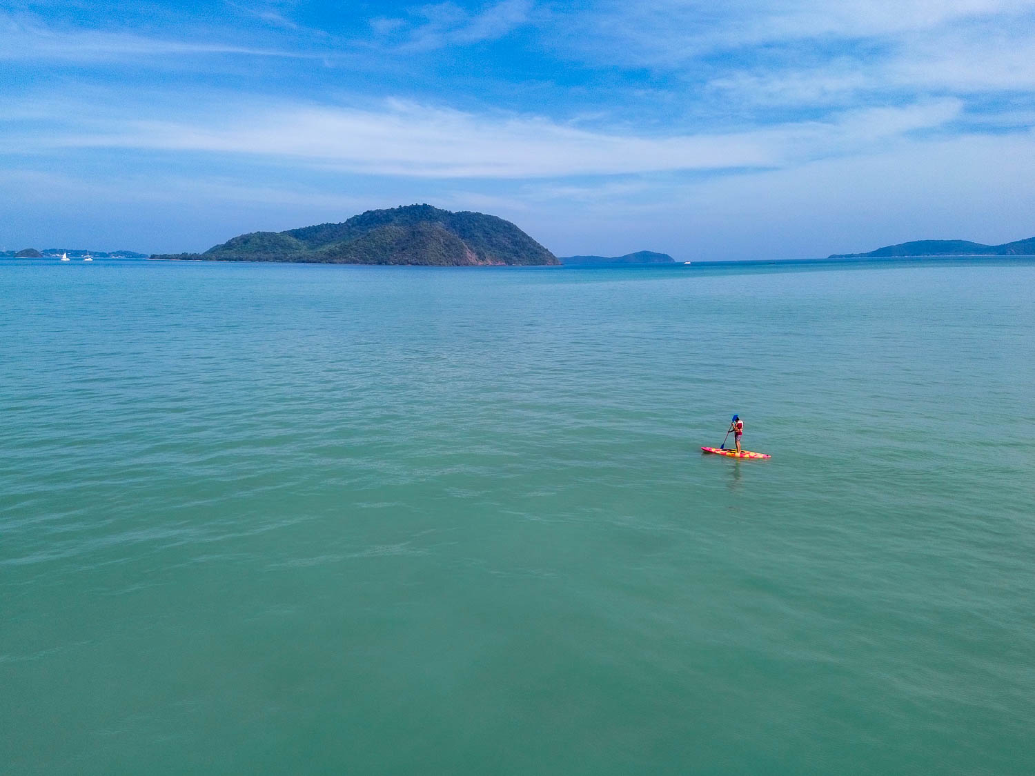 Paddle boarding in Phuket South in between the islands and mainland