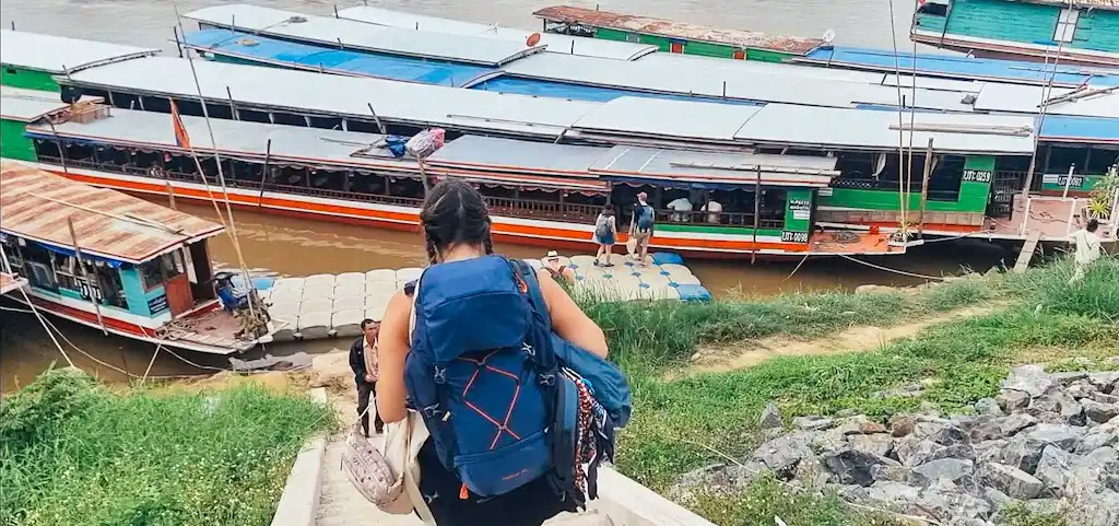 Ale Walking down the stairs in Huay Xai to embark on the slow boat to luang prabang