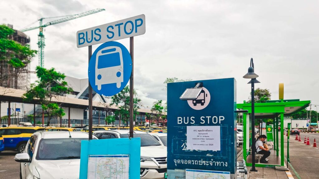 Bus stop in Chiang Mai Airport