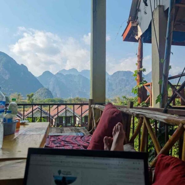 Working on the laptop from Vang Vieng was very easy with fast connection and peace all surrounding you