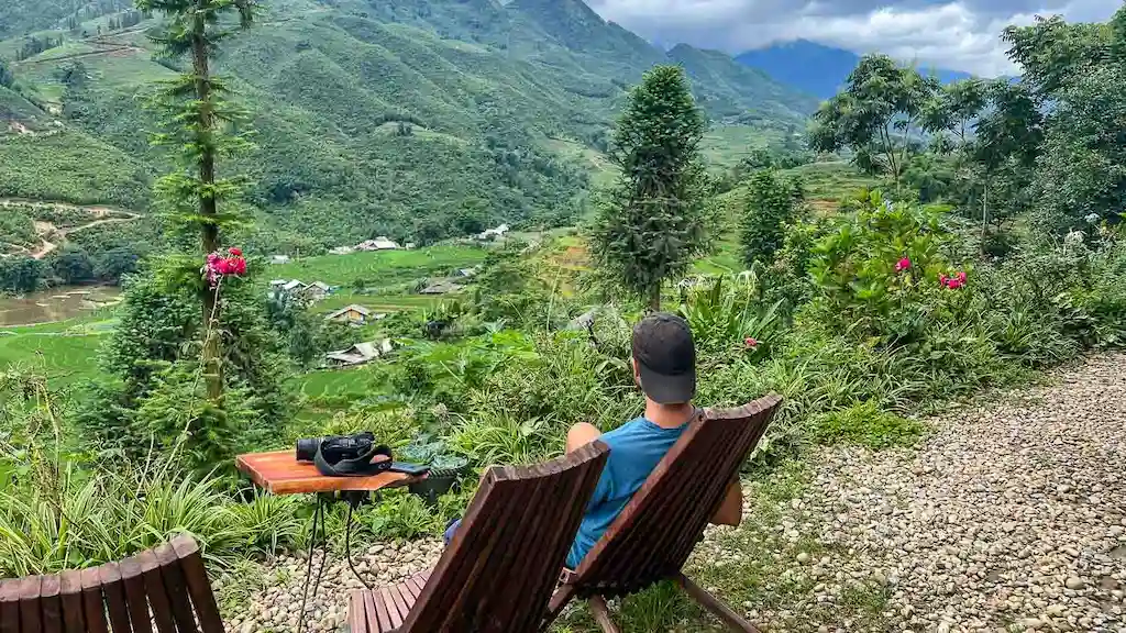 Toti admiring the beautiful view from Sapa Soul garden