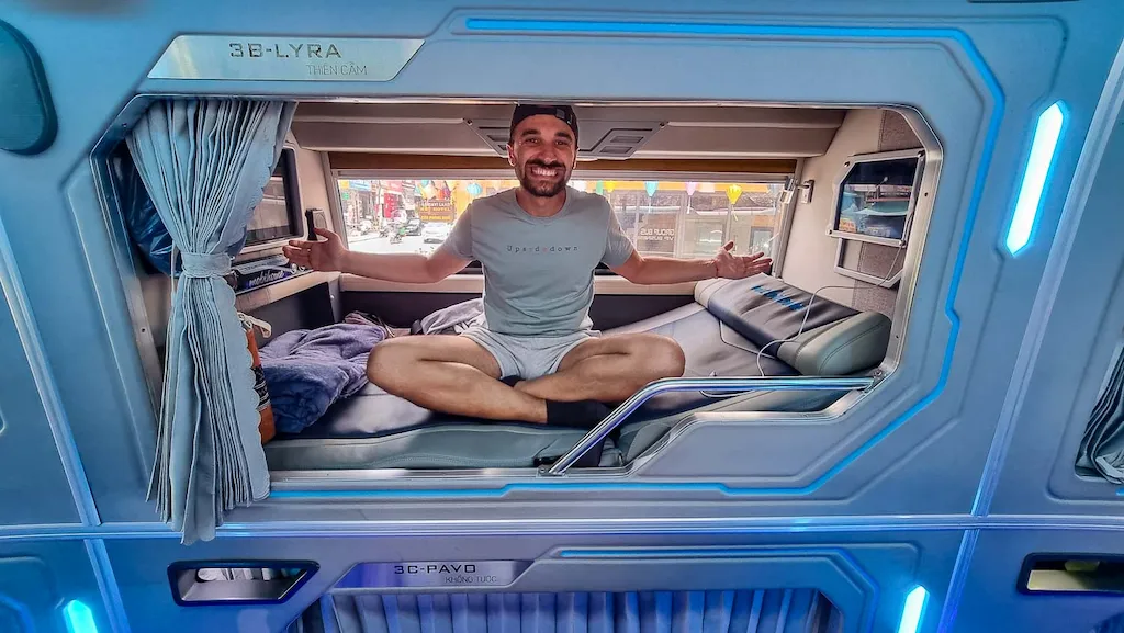 VIP sleeper pod in the sleeper bus from hanoi to SApa