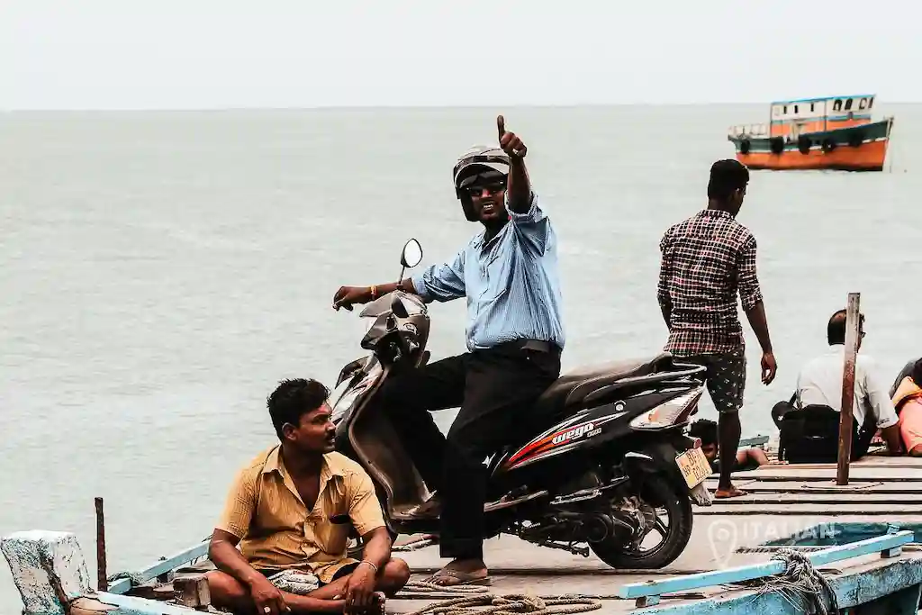Boat ride in Jaffna - Local sitting on a scooter