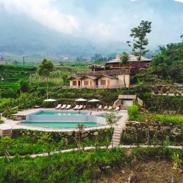 The view of the stunning eco friendly complex of Supan Ecolodge in Sa Pa