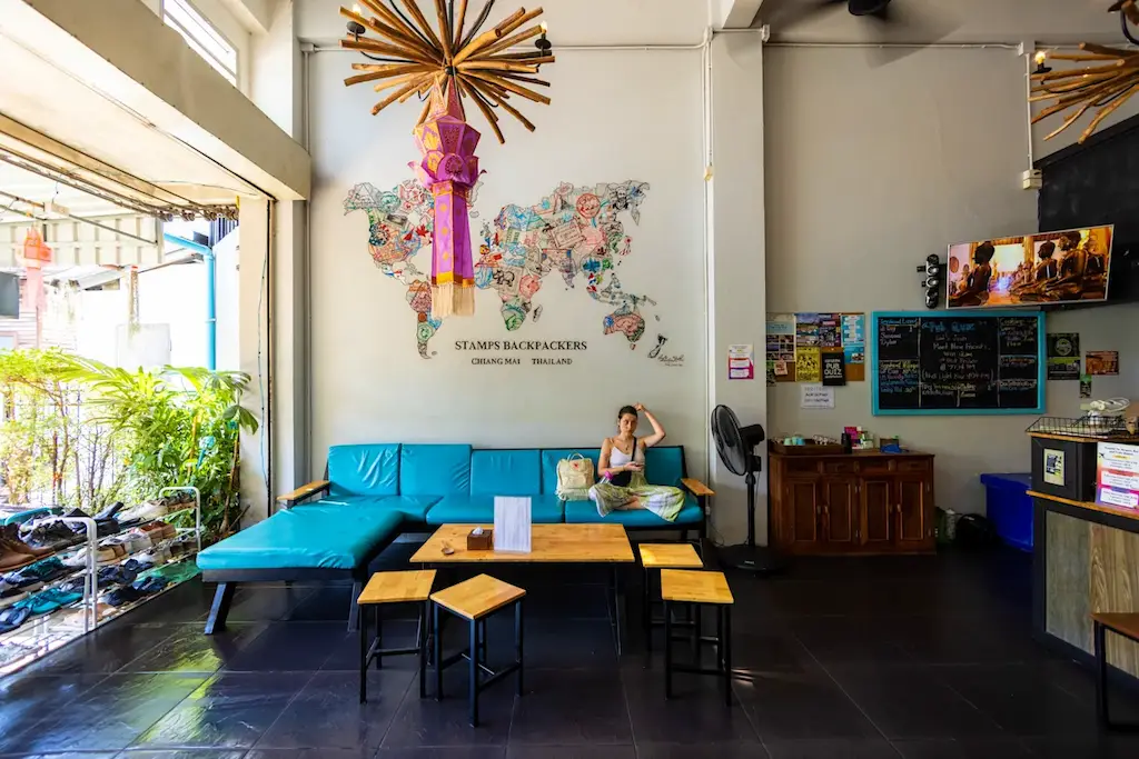The reception of the coolest hostel for backpackers in Chiang MAi