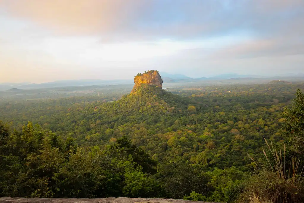 Sunrise view of Sigiriya from Pidurangala rock
