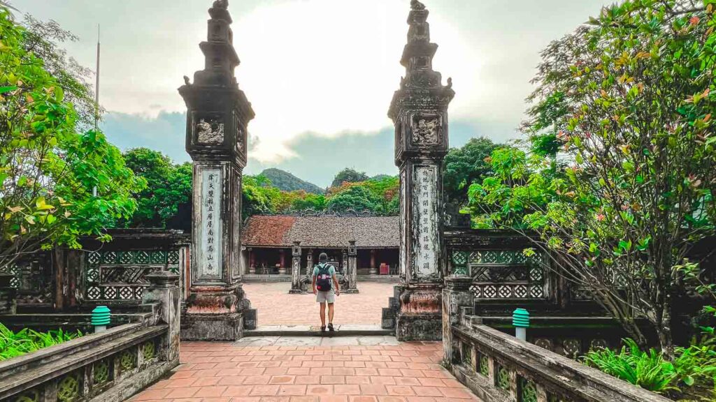 Walking inside a temple in the ancient citadel of Ninh Binh