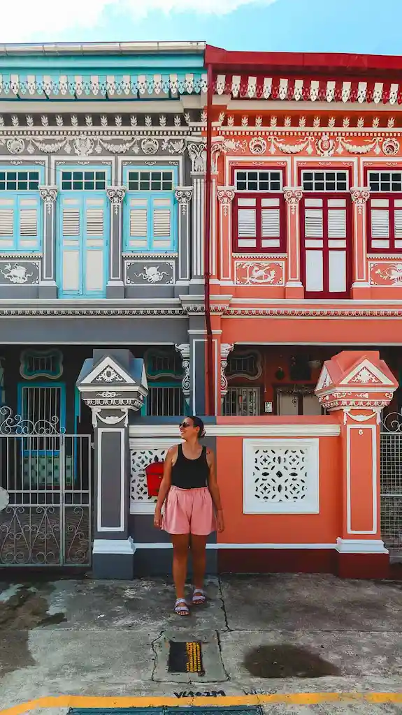 Bimba walking around Peranakan street