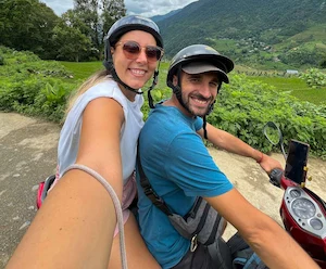 Driving a motorbike in Vietnam - This is through the ricefields of Ninh Binh