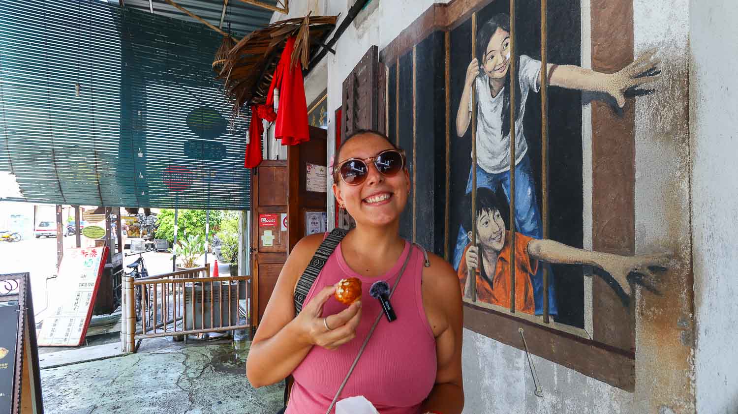 Bimba trying the local food in Georgetown Penang Bimba trying the local food in Georgetown Penang