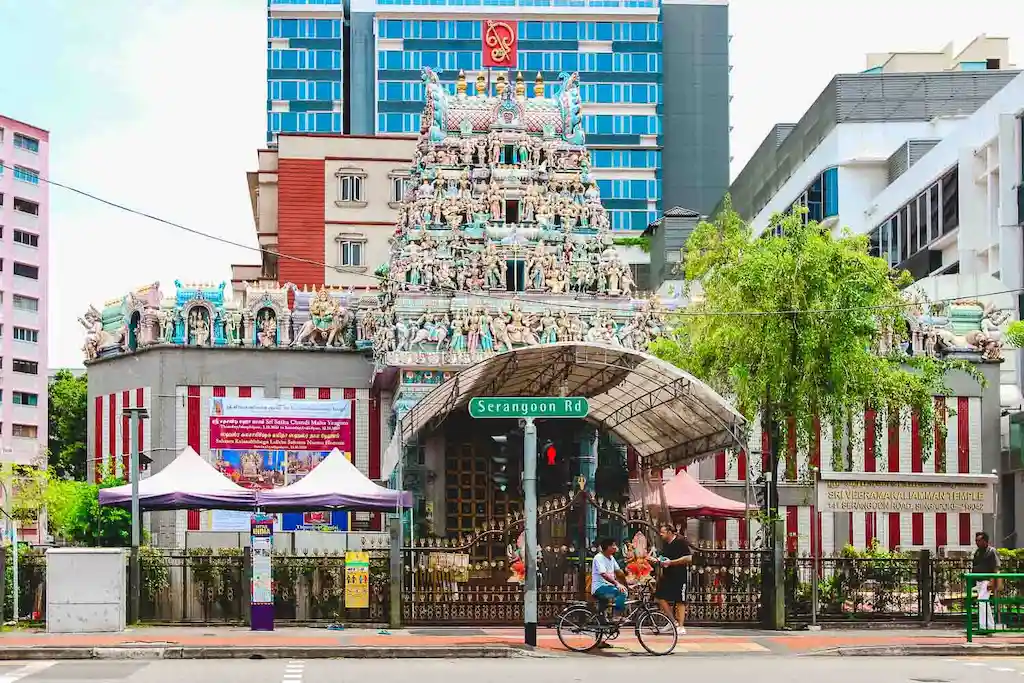 Serangoon Road in Singapore with a stunning Indu Temple