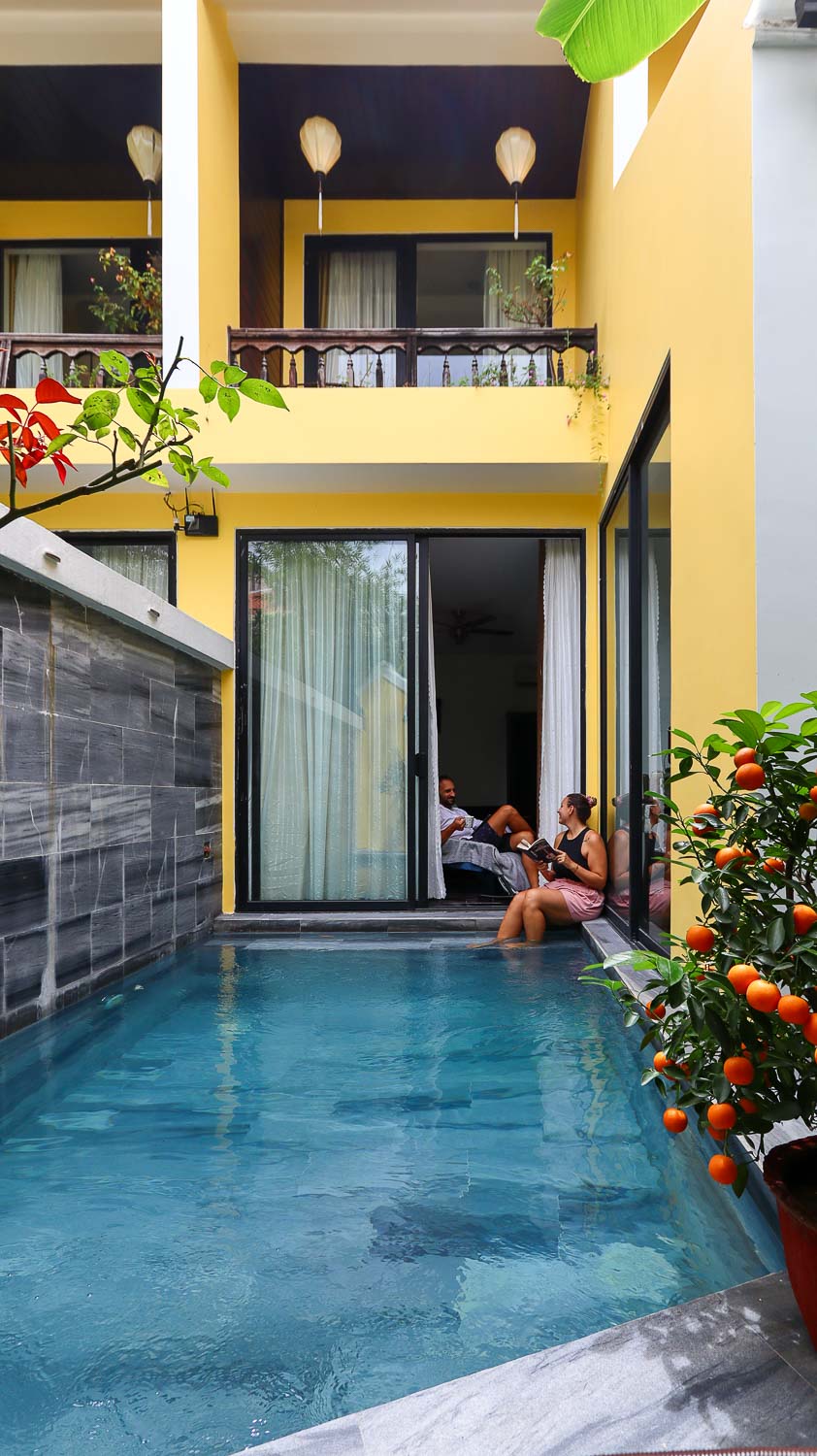 Toti and Ale in the pool in Sapa - Is Sapa worth visiting?