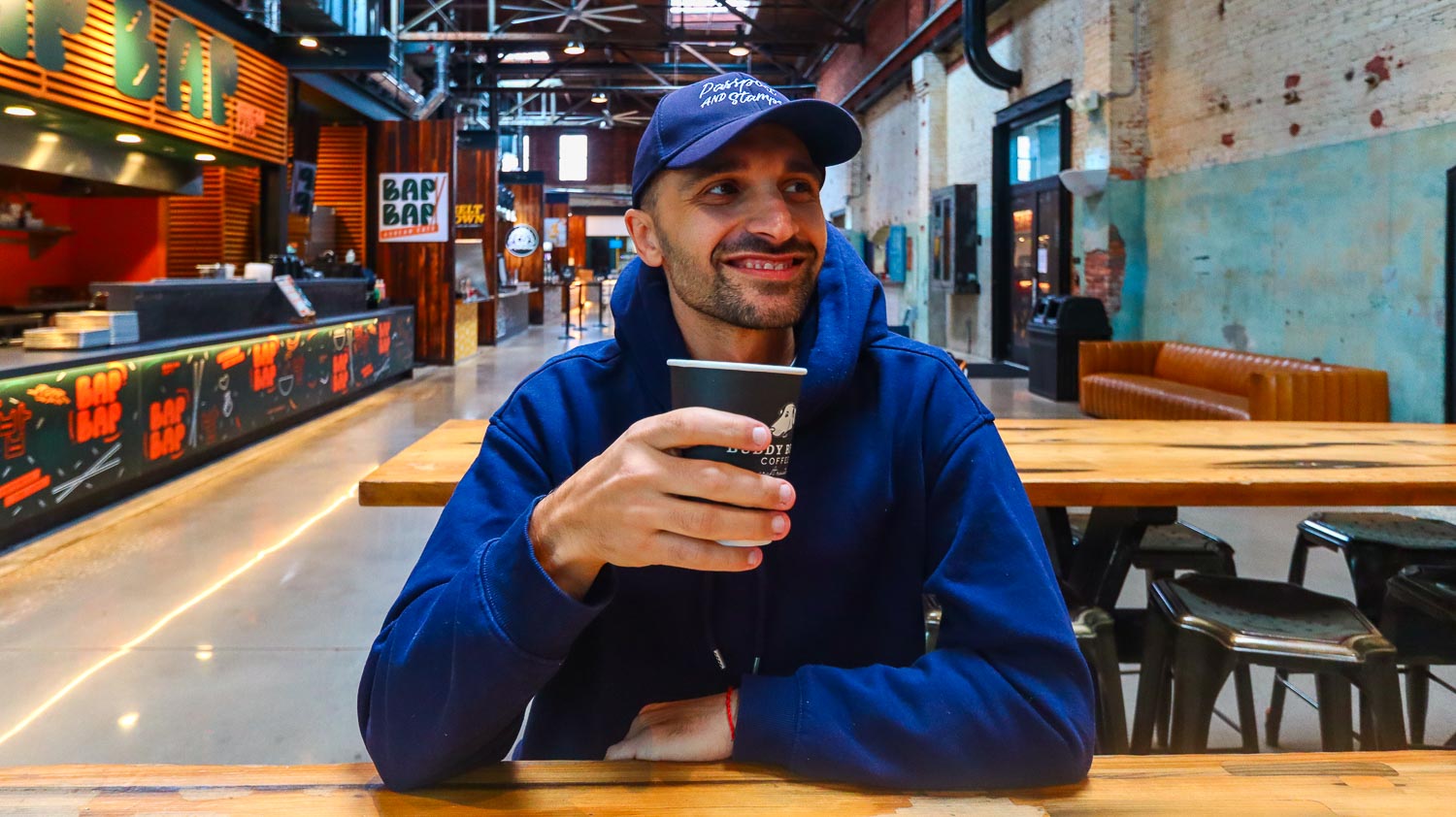 Grabbing a coffee at Armature work Tampa Bay