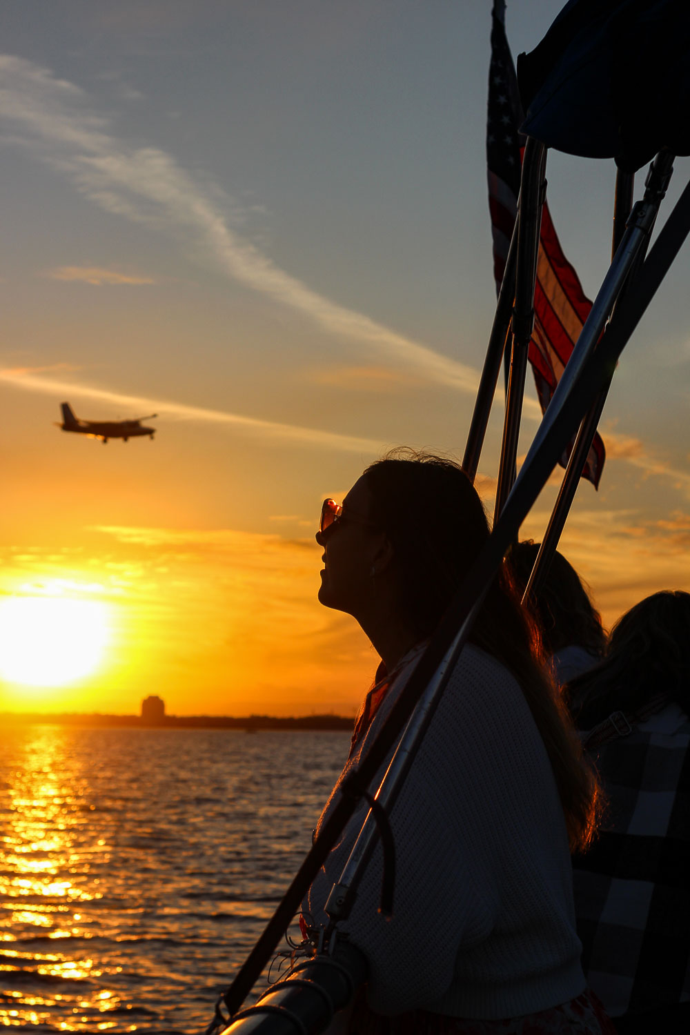 Ale enjoying a gorgeous sunset on the boat along Tampa Bay river
