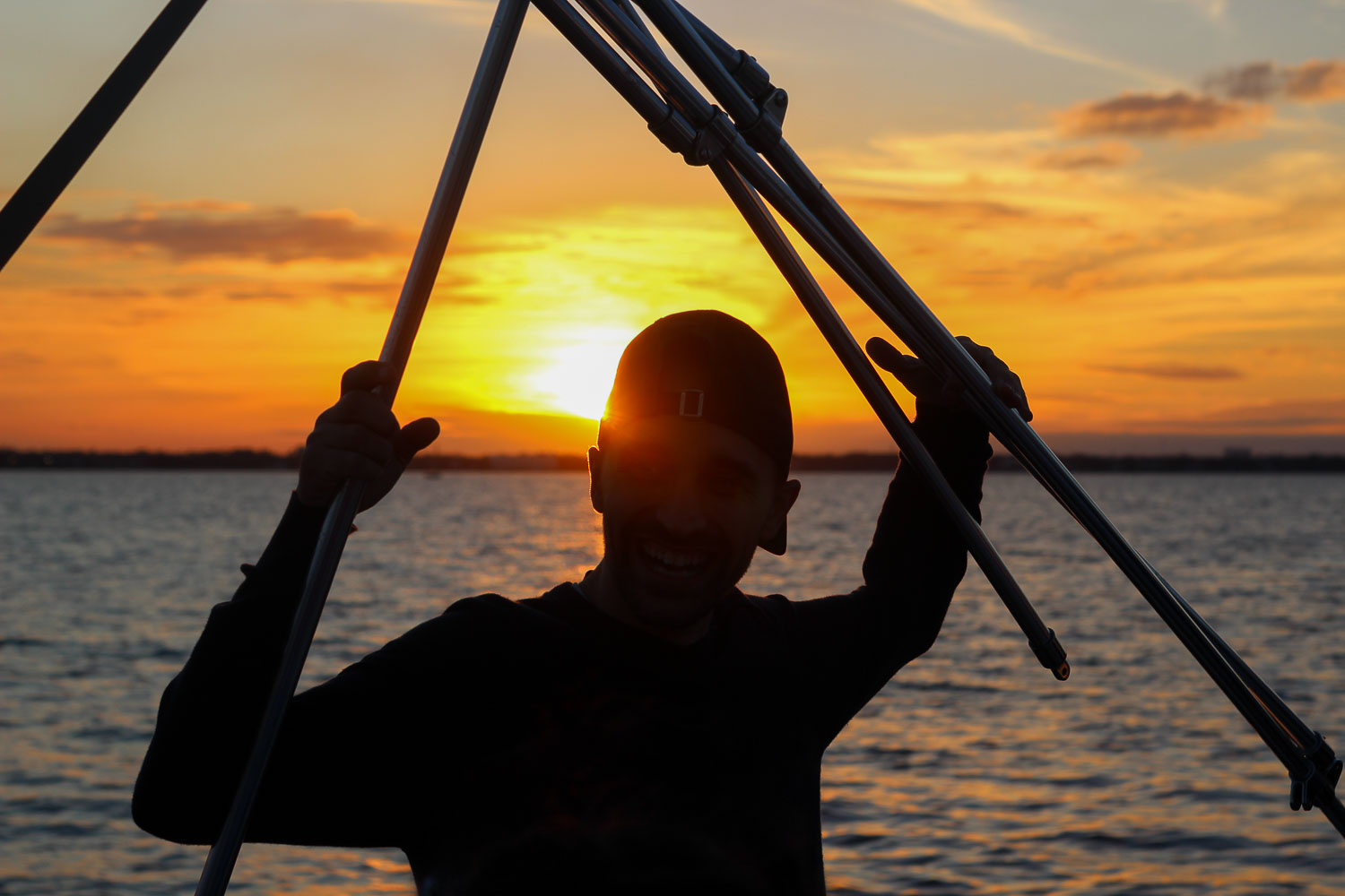 Toti admiring the gorgeous sunset along the river in Tampa Bay Tampa bay sunset
