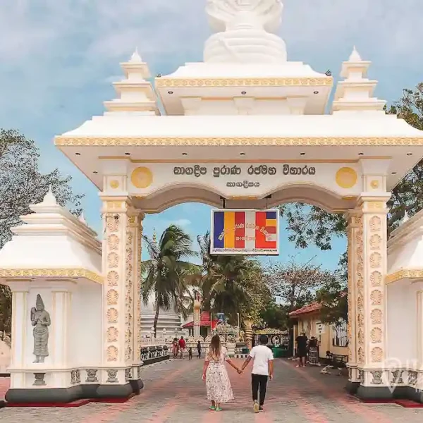 Entering the Buddhist Temple in Nagadeepa in Jaffna