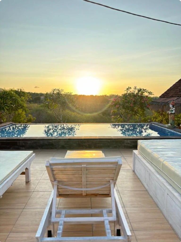 The infinity pool at Penida Hills Guesthouse on the hilltop of Nusa Penida - Our accommodation while on Penida island for few nights