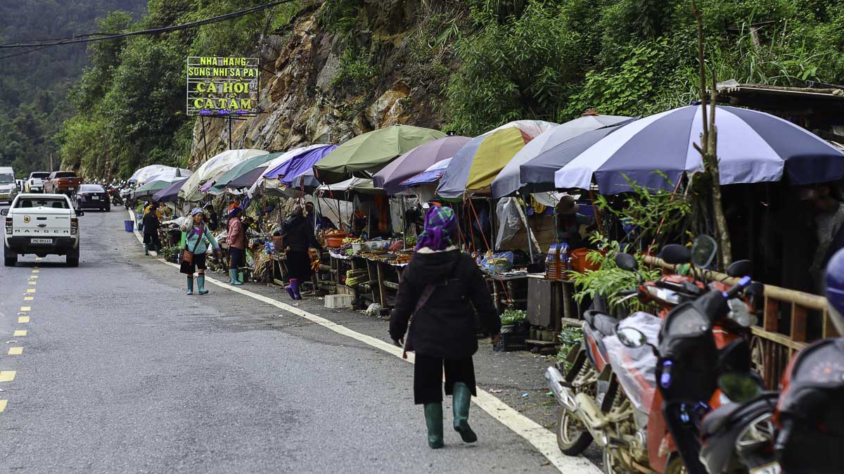 Shops around Silver Waterfall Sapa