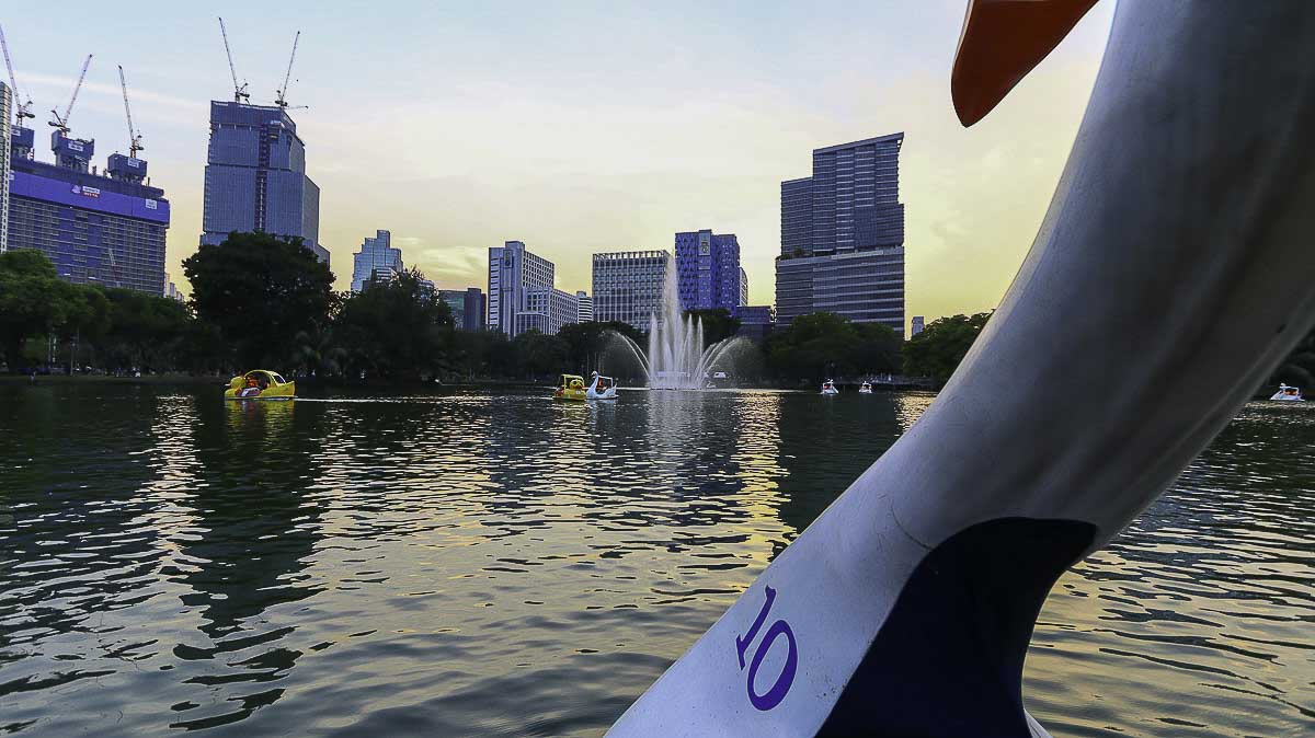 Sunset view from Lumphini Park Bangkok