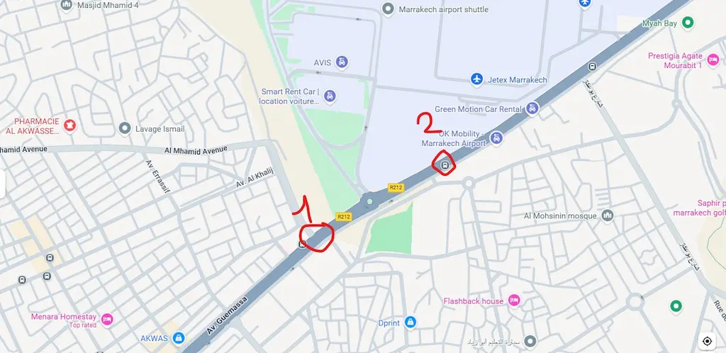 Marrakech airport bus stops Where to catch the bus at Marrakech airport