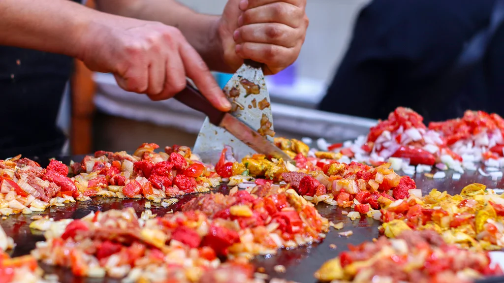 Preparation of mixed sandwich The best street food in Marrakech
