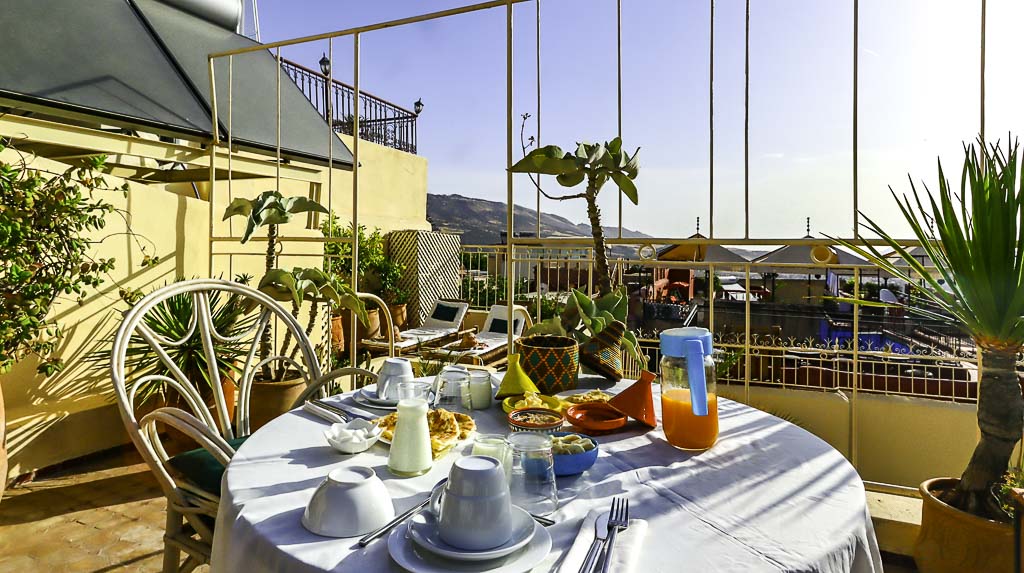 Breakfast with a view from RIad Tizwa Fes Terrace