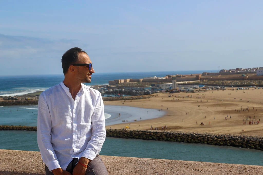 Toti admiring the view of the Kasbah in Rabat The beautiful view of Rabat from the Kasbah - Backpacking around Morocco