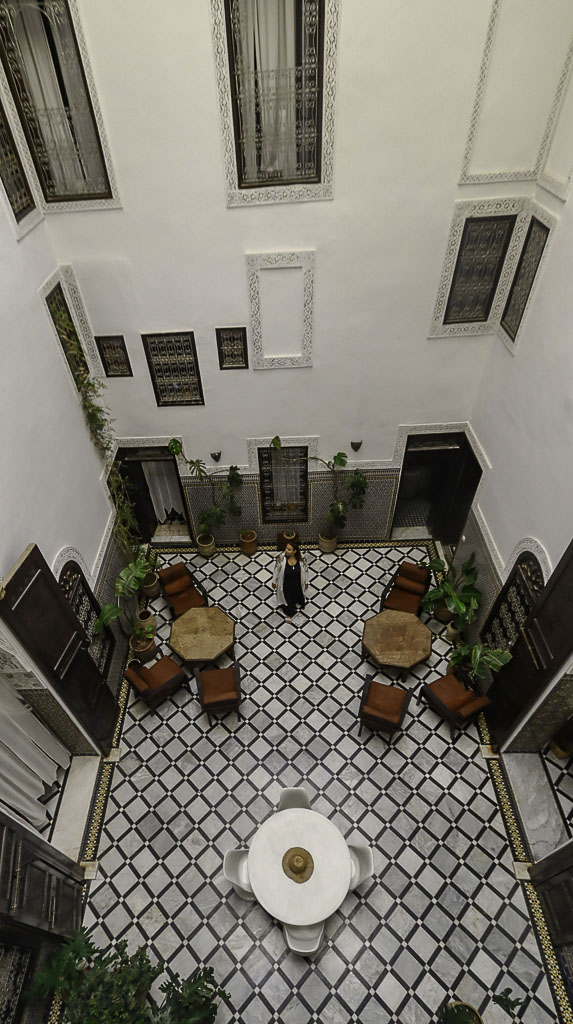 The stunning communal area staying at Riad Tizwa Fes Morocco
