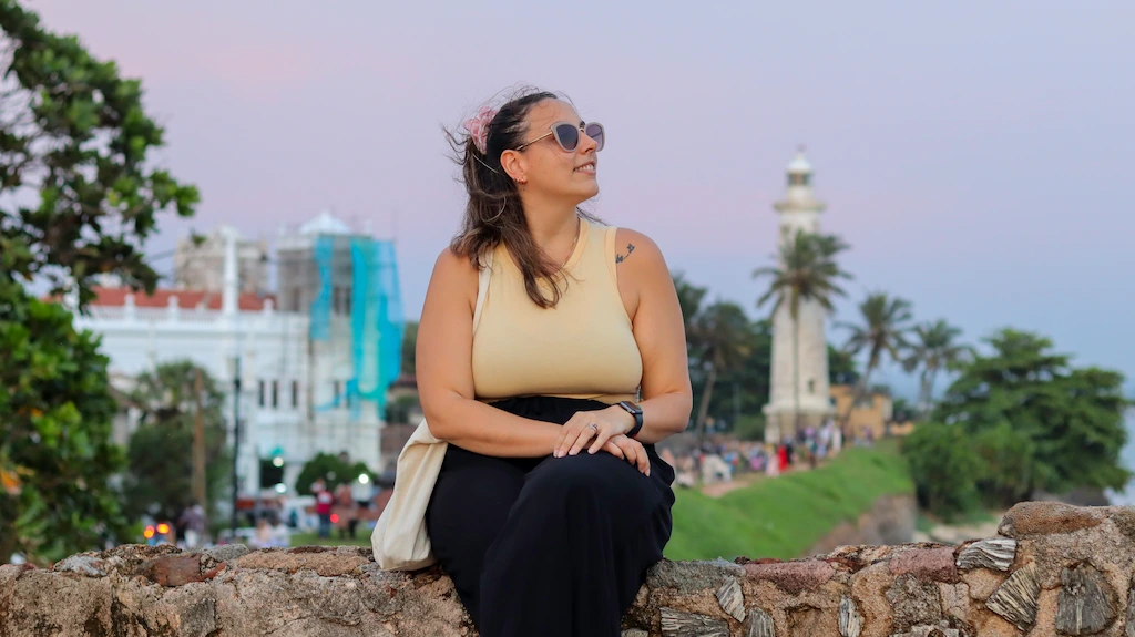 Enjoying a gorgeous sunset in Galle from the rampart and the view of the ligthhouse