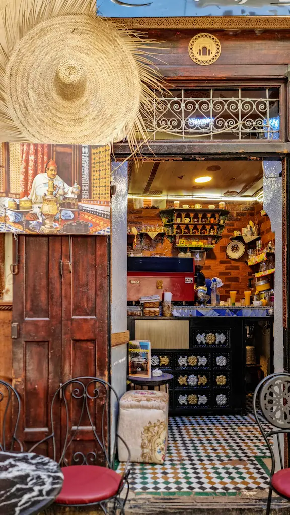 Drinking an orange juice in one of the most instagrammable cafes in Fes