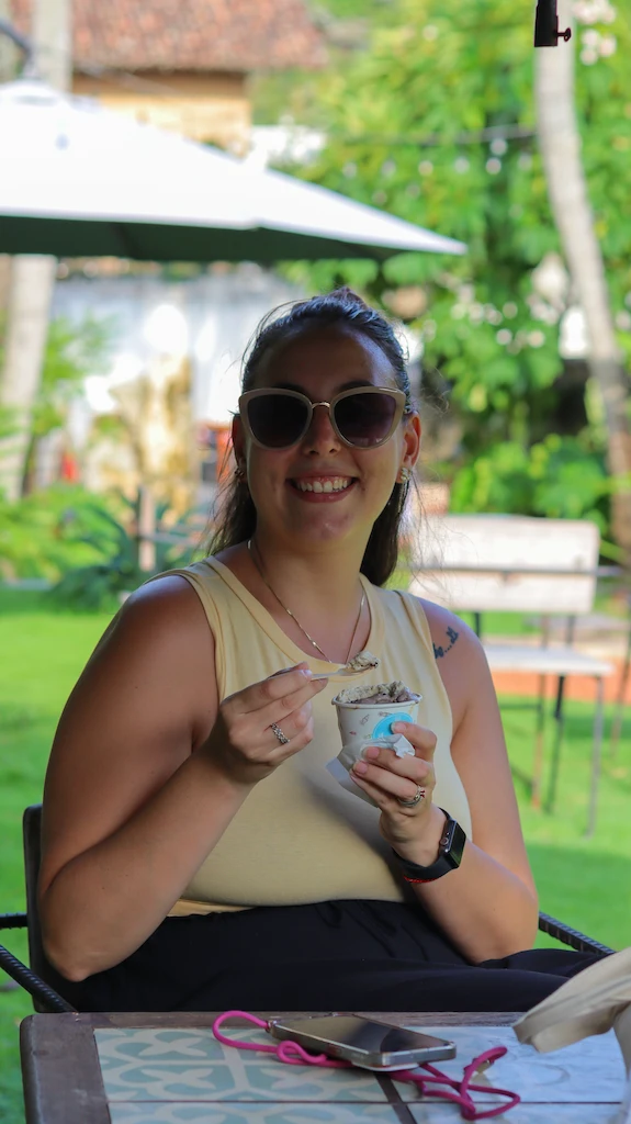 Ale eating a gelato in Galle
