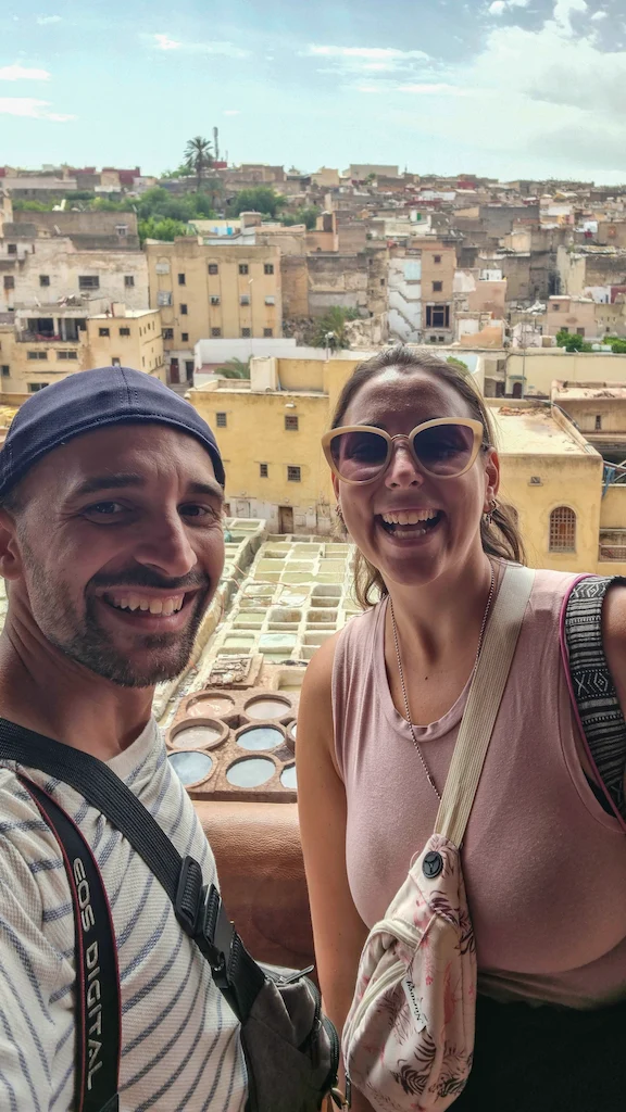Toti and Ale selfie at the tanneries in Fes