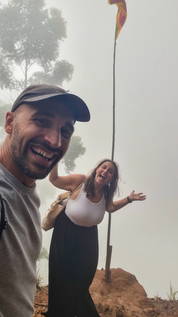 Toti and Ale wondering where is the view from Ella rock as the mist covered all the view
